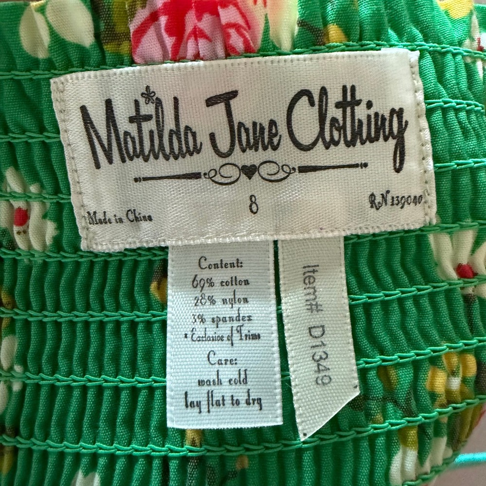 Matilda Jane Girls Tiered Patchwork Strawberry Floral Dress Size 8 D1349 NWOT - Picture 6 of 6